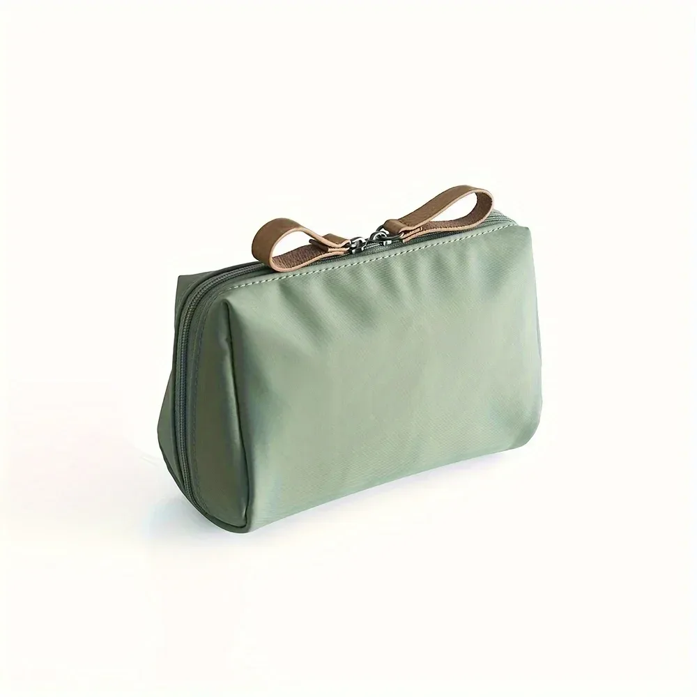 petit sac de maquillage portable de couleur unie, pochette cosmétique de voyage, organisateur de rangement pour un usage quotidien