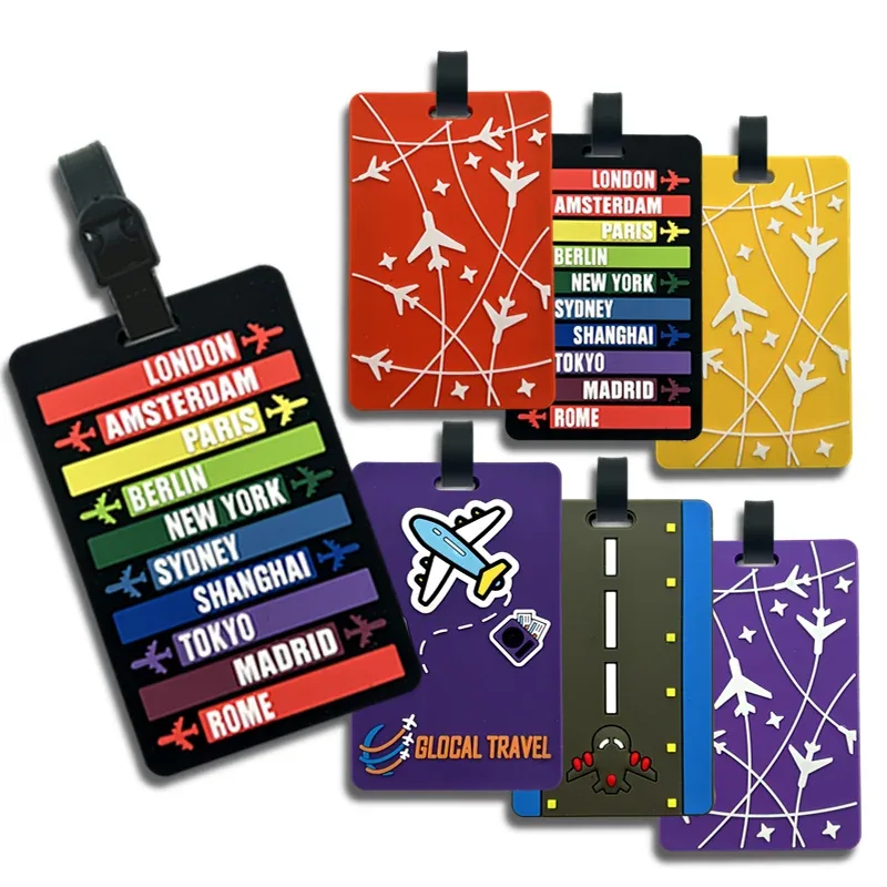 nouvelle étiquette de bagage en pvc en forme de lettre et d'avion – identificateur de bagage d'identification de nom, accessoire de voyage compact