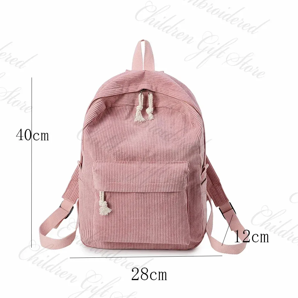sac à dos personnalisé pour lycéen, avec nom brodé, sac à livres en velours côtelé pour adolescent, grands sacs de voyage personnalisés