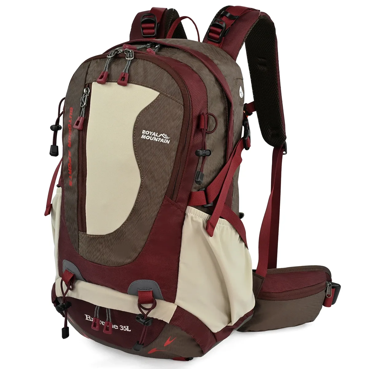 sac à dos de randonnée royal mountain 35l avec compartiment pour chaussures, tissu résistant à l'eau, support de cadre arrière, rembourrage respirant