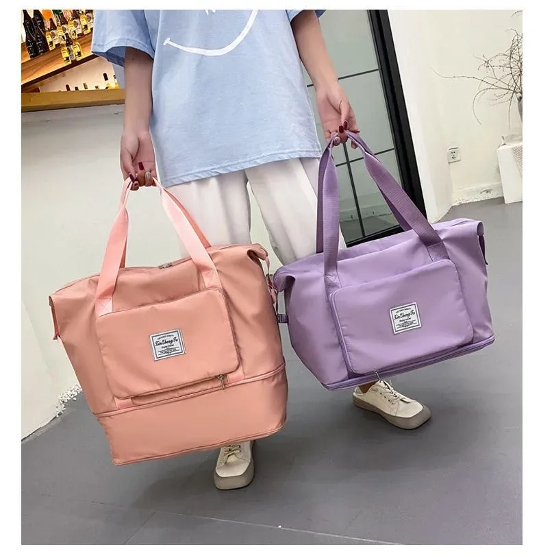 sac de voyage pliable pour femmes, grande capacité, portable, rangement de maternité, courtes distances, voyage, natation, fitness, sac à main