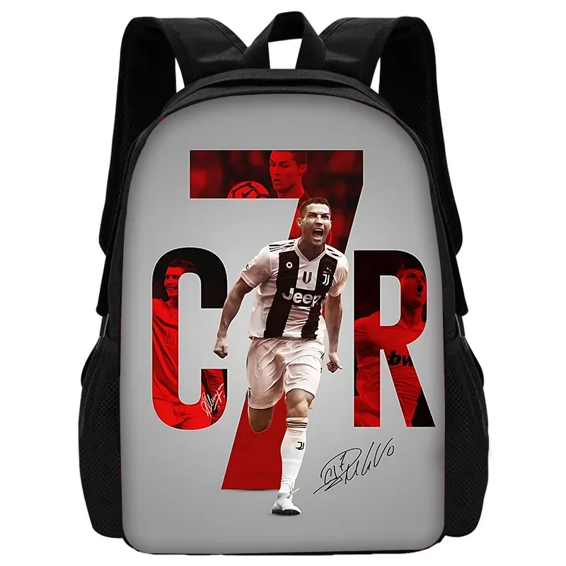 sac à dos de football r-ronaldos cr7 pour enfants, avec sacs à déjeuner, sacs à crayons, sacs d'école pour garçons et filles, meilleur cadeau