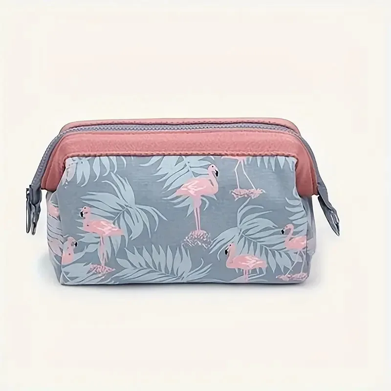 trousse de maquillage pour femmes, sac de rangement de toilette essentiel de voyage flamant rose, sac à cosmétiques portable, sac de rangement organisateur de grande capacité