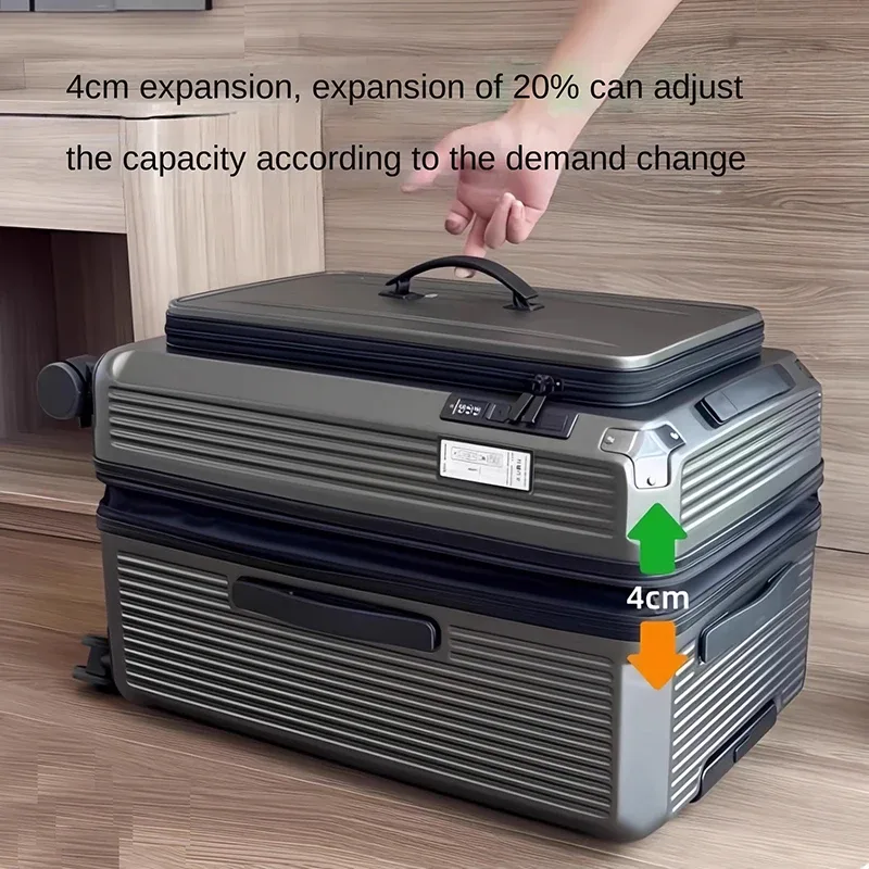 valise de voyage à ouverture latérale, 20 pouces, extensible, 20%, 24-28 pouces, grande capacité, valise de voyage, serrure à combinaison, boîtier de chariot
