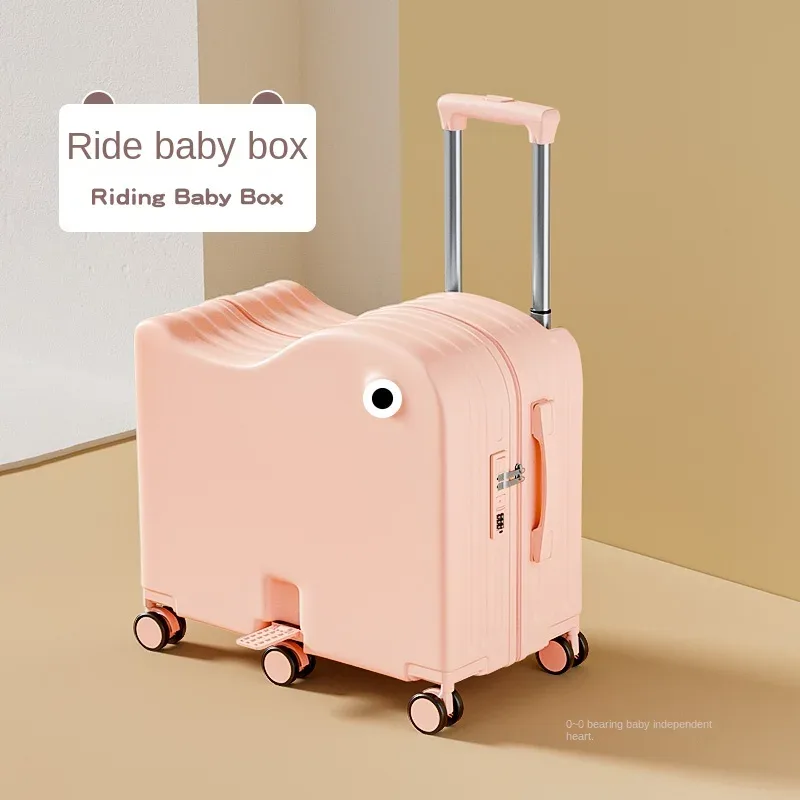bagage pour enfants peut s'asseoir, valise de 18/20 pouces, ensemble de bagages à six roues, bagages de 22/24 pouces avec porte-gobelet usb, valise de voyage