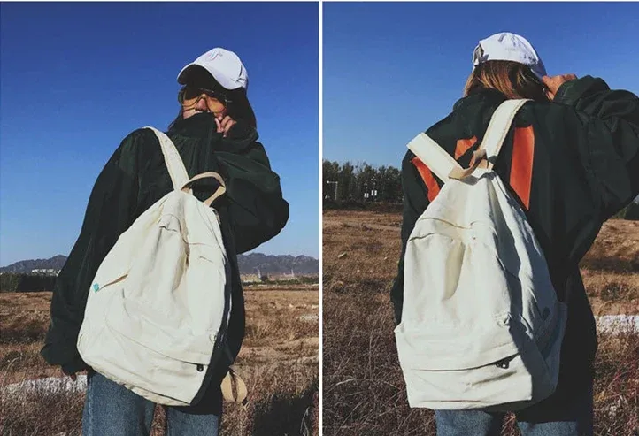 sac à dos d'école rétro chic en coton pour adolescent, sac à dos de livre décontracté, tissu doux, style coréen, étudiant, femme, vintage, pingouin, marée
