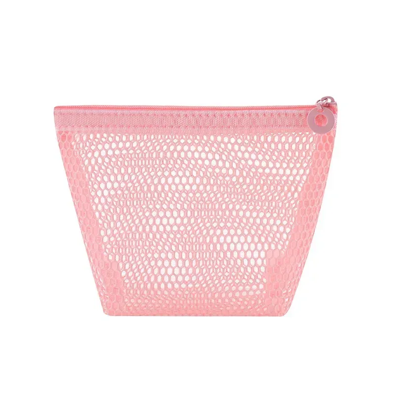 petit sac de maquillage en maille pour femmes, pochette carrée transparente et légère, organisateur de cosmétiques de voyage pour rouge à lèvres et étui à coussin
