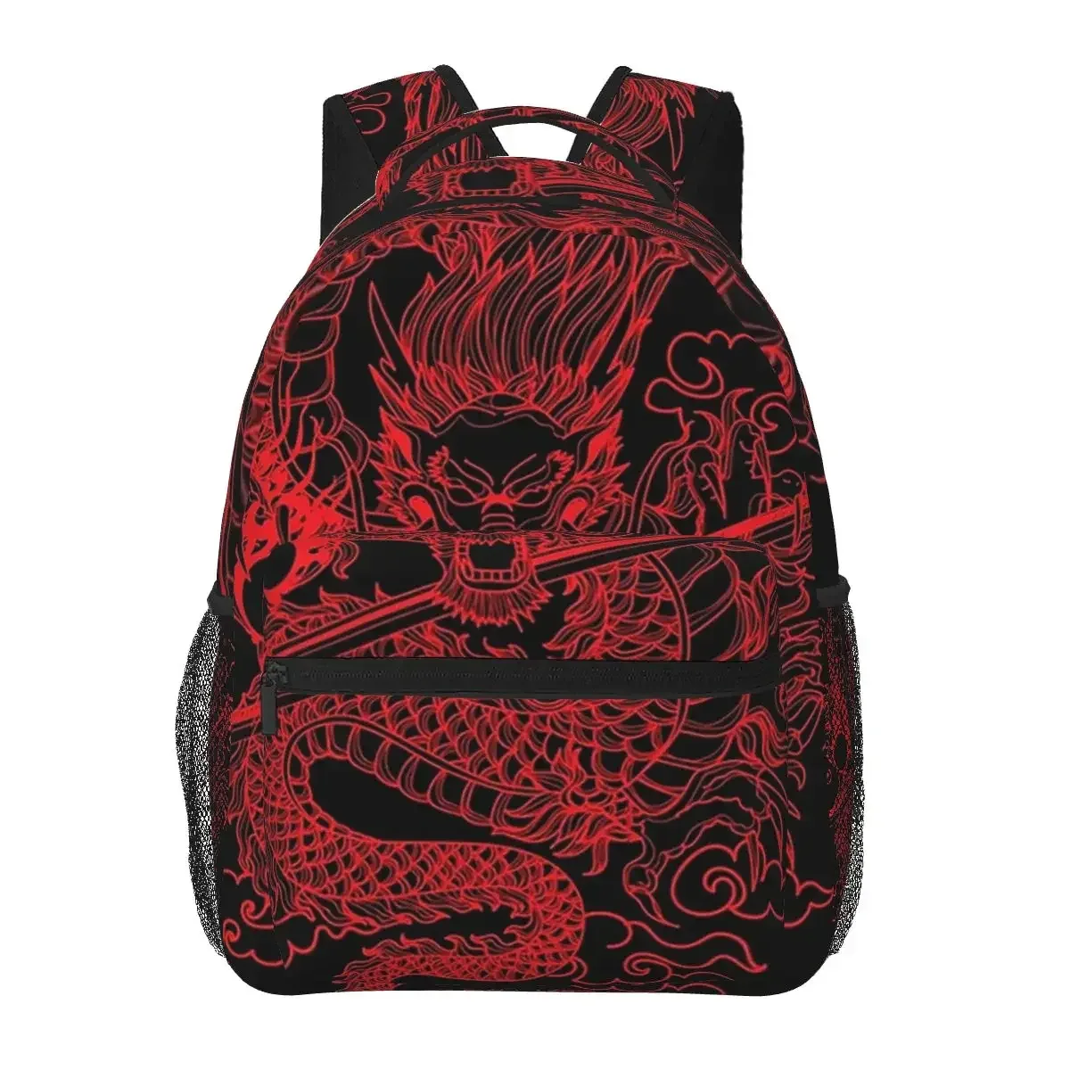 dragon chinois rouge avec fond noir sacs à dos garçons filles bookbag étudiants sacs d'école dessin animé sac à dos pour ordinateur portable sac à bandoulière