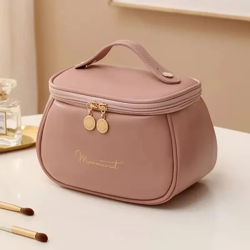 sac de maquillage imperméable de haute qualité, grande capacité, portable, pour femmes, sac de toilette en cuir pu, sac de rangement pour cosmétiques de voyage