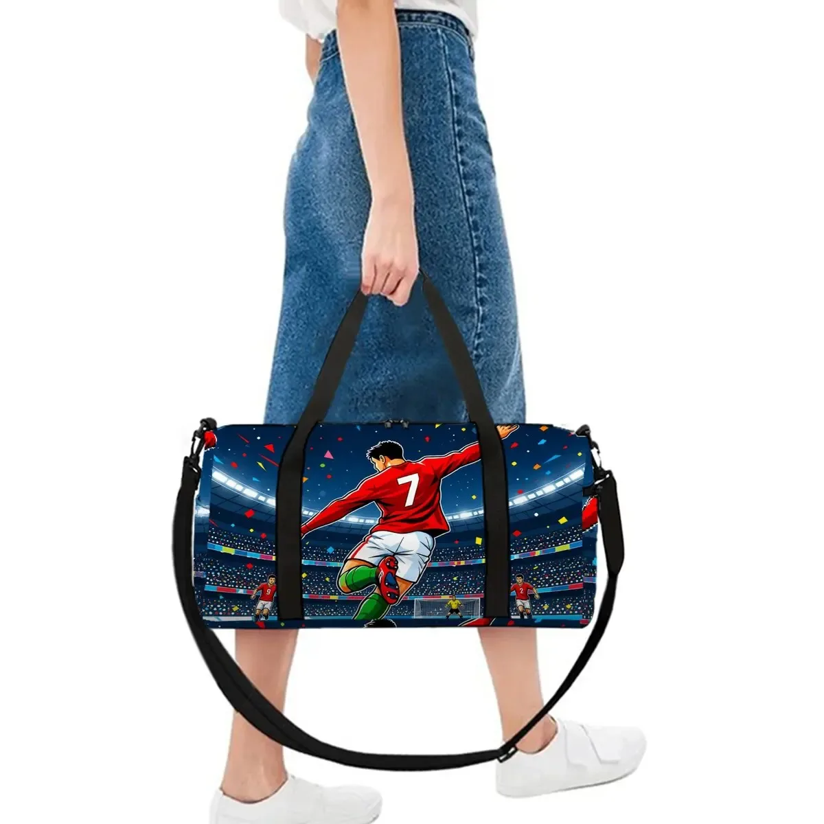sac de voyage scolaire imprimé football, grande capacité, sac à bagages, dessin animé 2d, meilleur cadeau pour garçons et filles, style tendance