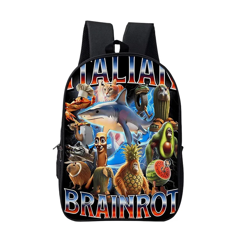 sac à dos scolaire pour garçons et filles, durable et souple, pour livres, motif dessin animé, anime, jeu, style italien brainrot, pour enfants