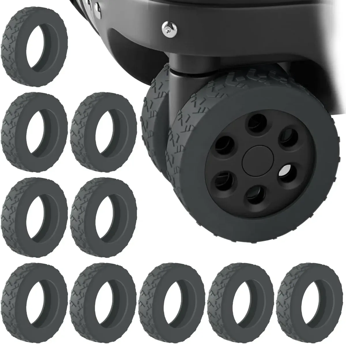 housse de protection en silicone colorée et texturée pour roues de bagages de voyage, réduit le bruit, accessoires de bagages