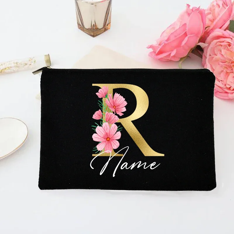 pochette de maquillage personnalisée avec initiales et nom, trousse de toilette de mariée, pochette de toilette monogramme, cadeaux de mariage pour demoiselle d'honneur
