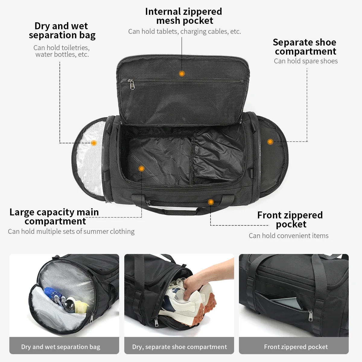 tigernu sacs de voyage pour hommes sac de sport sac de fitness étanche hommes sac portable en plein air ultraléger yoga sac de sport sac à main bandoulière