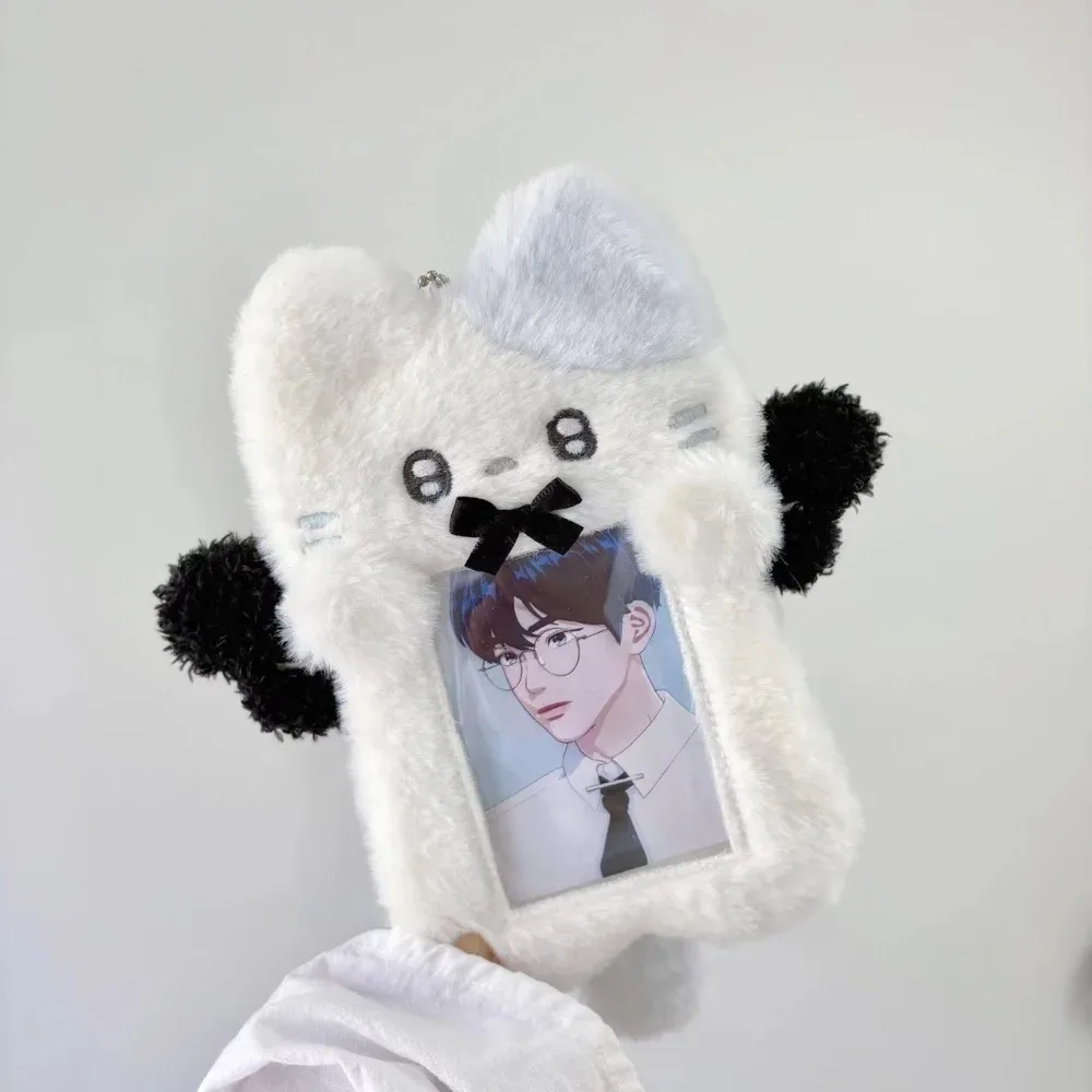 étui à cartes photo en peluche, mignon, dessin animé, lapin, chien, chat, porte-cartes, portable, ins, porte-cartes, étudiants, idole, photos, housse de protection