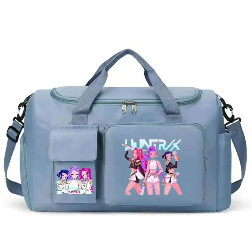 kpop demon hunters – bagage à main de grande capacité pour filles et garçons, sac de sport et de fitness avec séparation sec-humide, sac de voyage pour courtes distances