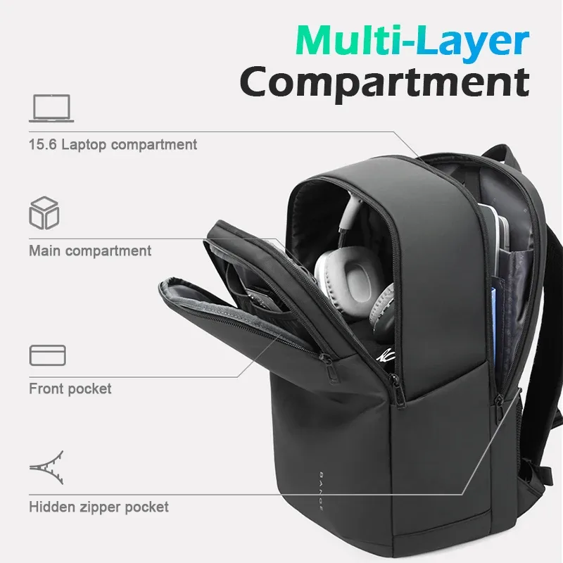 bange sac à dos pour ordinateur portable de 15,6 pouces pour hommes, sacs d'école imperméables pour garçons d'université, sac à dos de voyage pour hommes d'affaires et de sport