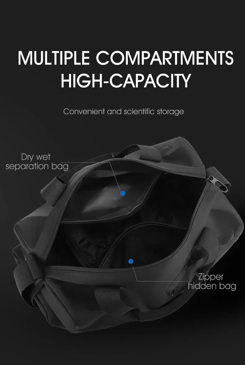 sacs de voyage oxford à fermeture éclair grande capacité, sacs de sport solides en tissu épais, sacs de sport imperméables haute capacité