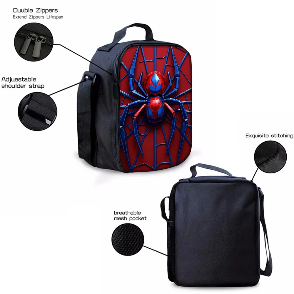 ensemble de 3 sacs à dos à motif d'araignée, légers, grande capacité, sac d'école, sac de voyage avec sac à bandoulière, trousse à crayons, cadeau parfait pour les enfants