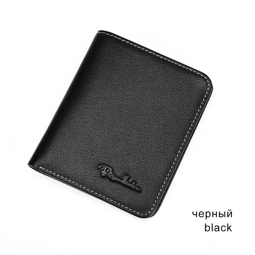 bison denim noir sac à main pour hommes en cuir véritable hommes portefeuilles mince mâle portefeuille porte-carte peau de vache doux mini sacs à main n4429