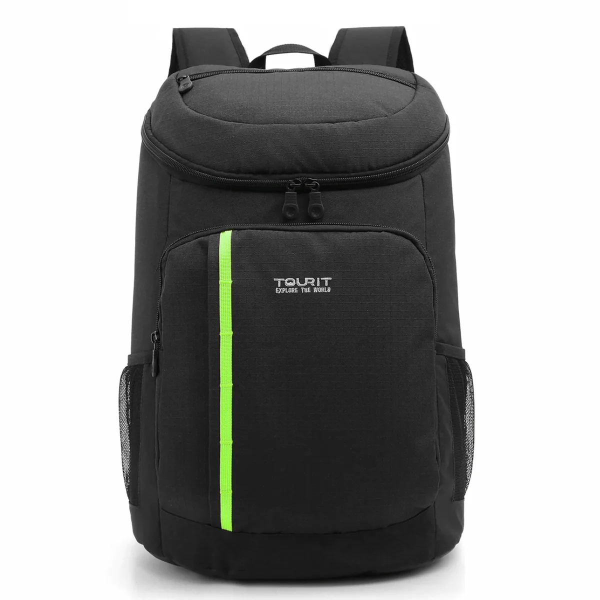 sac dos bleu marine nylon durables poches latérales zip grande ouverture motif diagonal orange bande voyage sport plage randonnée picnic