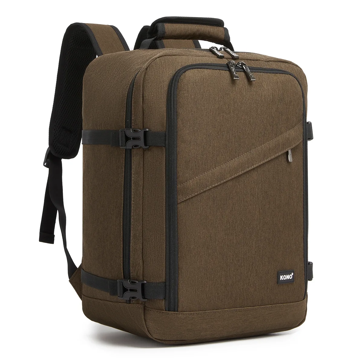 sac de cabine kono pour ryanair (40x30x20 cm, 24l), sac à dos de voyage sous siège, taille cabine, noir/marron