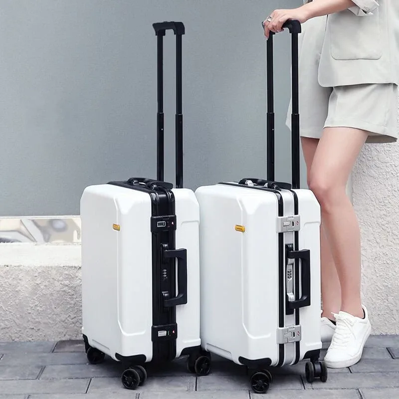 valise à roulettes avec cadre en aluminium pour hommes et femmes, bagages de voyage, petite cabine, 24 po, 20 po, tendance de la mode, nouveau