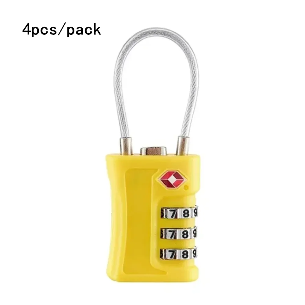 lot de 4 cadenas à code douanier tsa pour bagages de voyage, cadenas noir à design contrastant, cadenas à combinaison à 3 chiffres, code modifiable