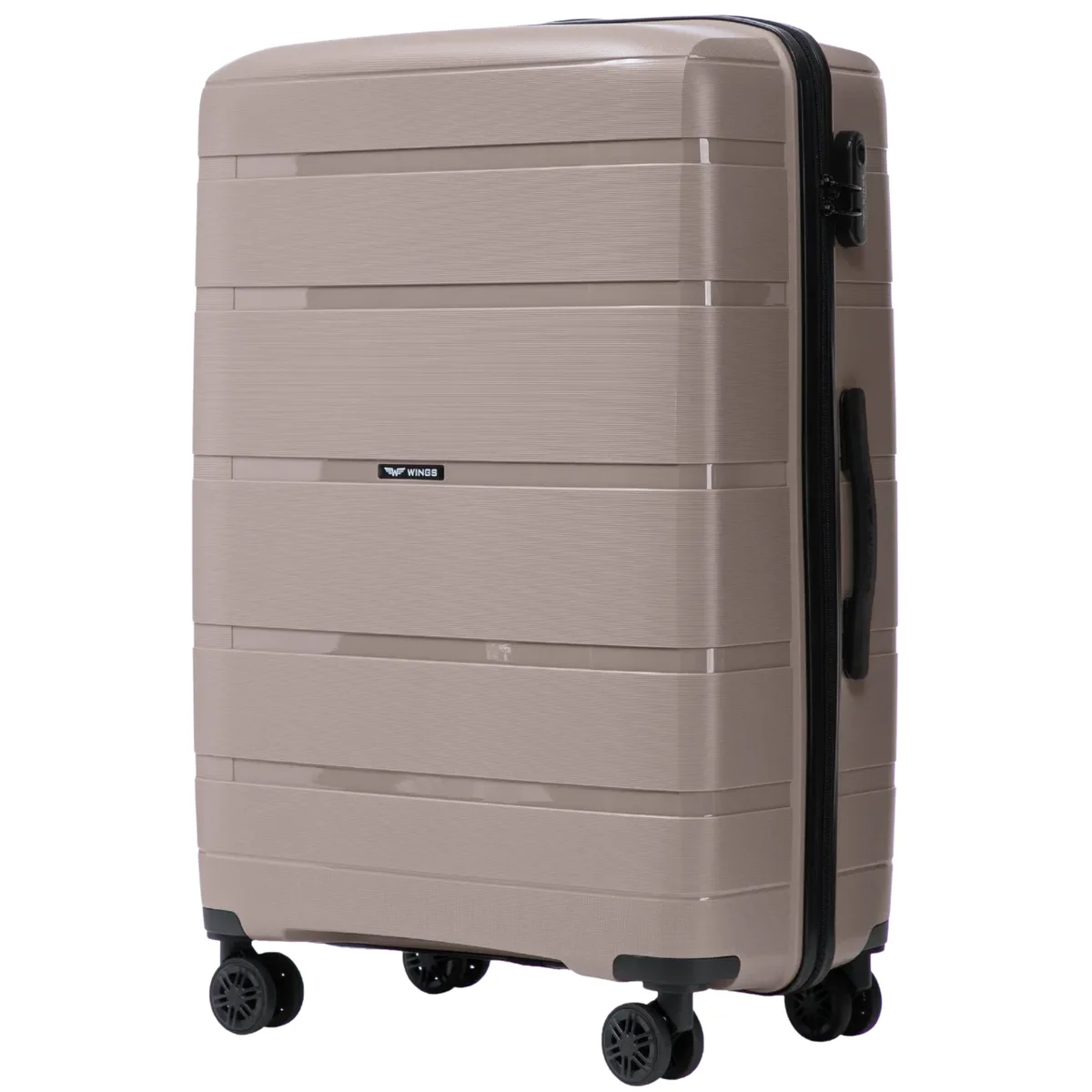 valises en polypropylène 20 ", 24 ", 28 " / 75 × 50 × 30 cm / 65 × 44 × 25 cm / 55 × 39 × 20 cm, couleur hawfinch champagne, résistantes aux dommages, télescopiques, 4 roulettes 360° °   double roulettes, serrure à combinaison, poignées latérales et supérieures