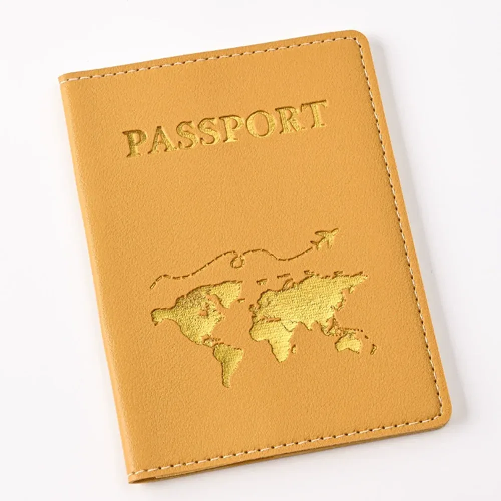 couverture de passeport personnalisée avec nom et initiales, carte du monde dorée, porte-passeport personnalisé, nouveaux accessoires de voyage pour femmes et hommes
