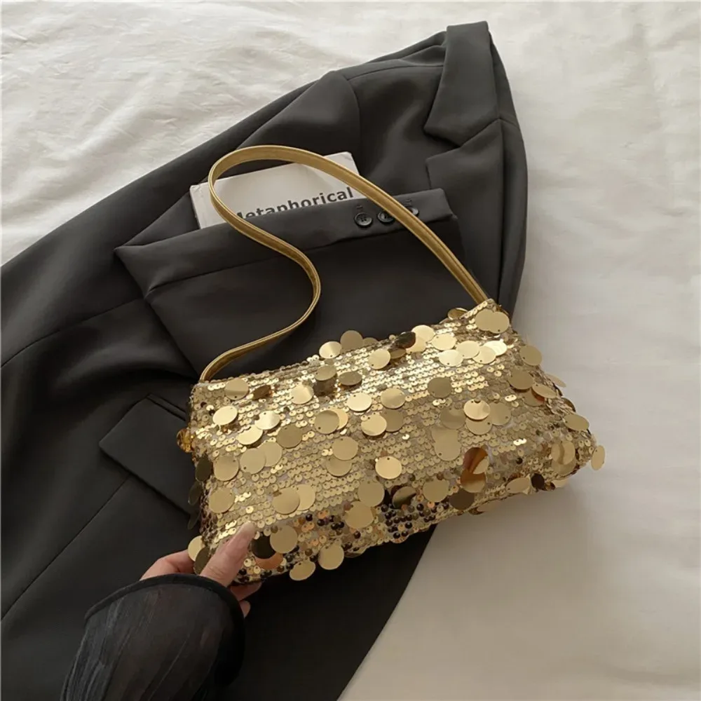 sacs à bandoulière légers à paillettes pour femmes, couleur unie, grande capacité, sac de soirée, sac fourre-tout pour femmes