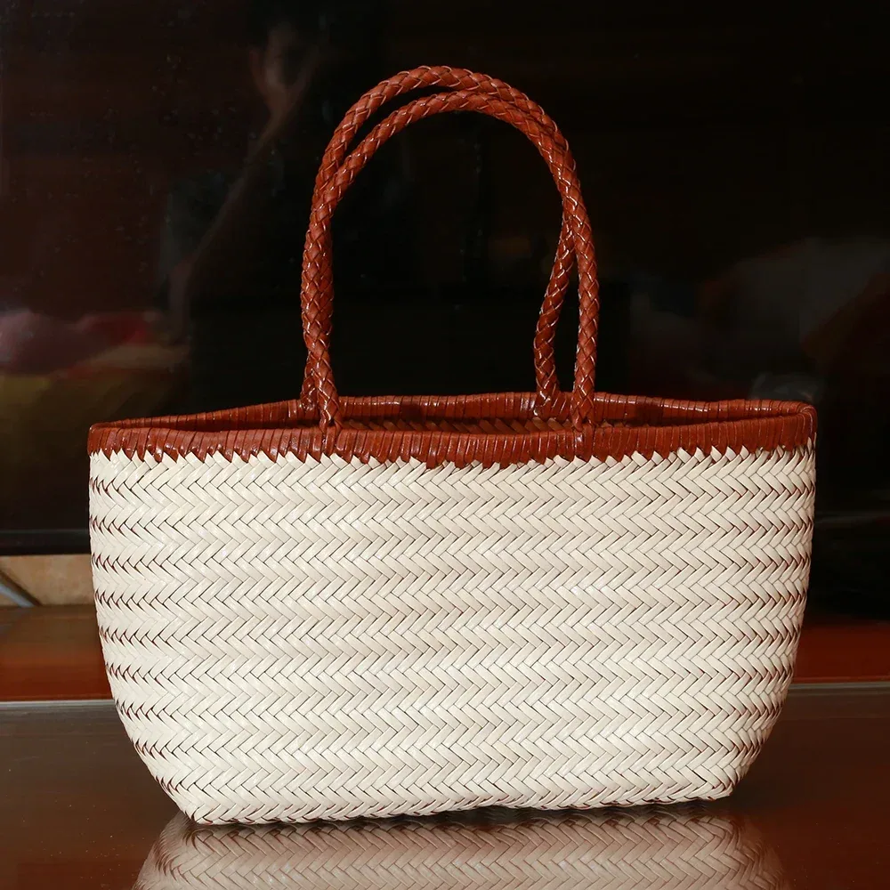 sac à main en cuir véritable pour femmes, grand sac fourre-tout vintage, sac à bandoulière décontracté, sac de shopping en cuir de vache tissé, sac bandoulière pour femmes