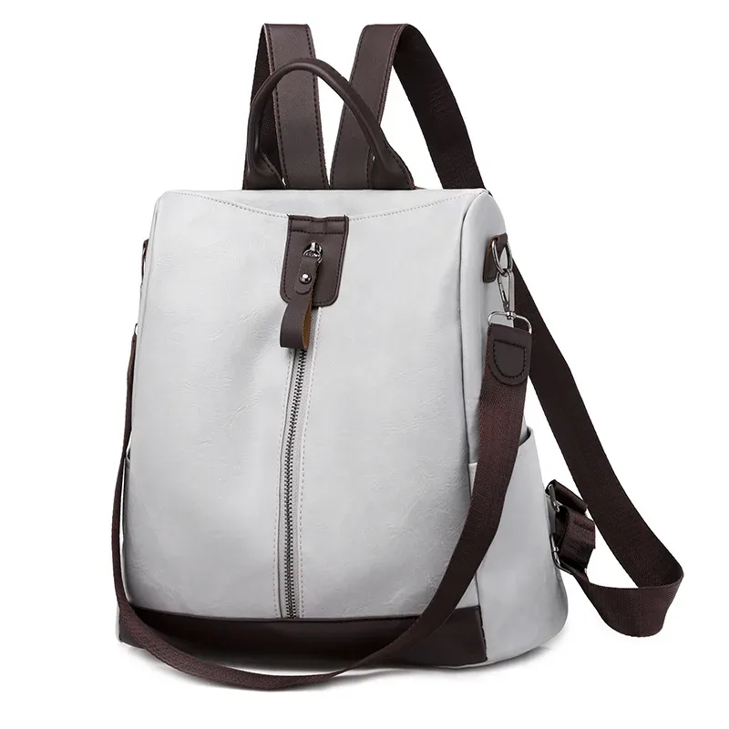 automne reteo femmes fermeture éclair pu sac à dos pu femmes européennes américaines rétro loisirs en plein air voyage sac à dos sac antivol