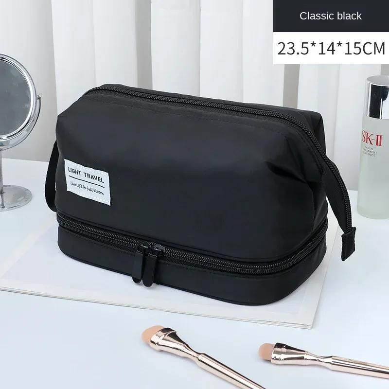 trousse de toilette de grande capacité, à double compartiment, organisateur de maquillage, trousse de voyage, accessoires de voyage portables.