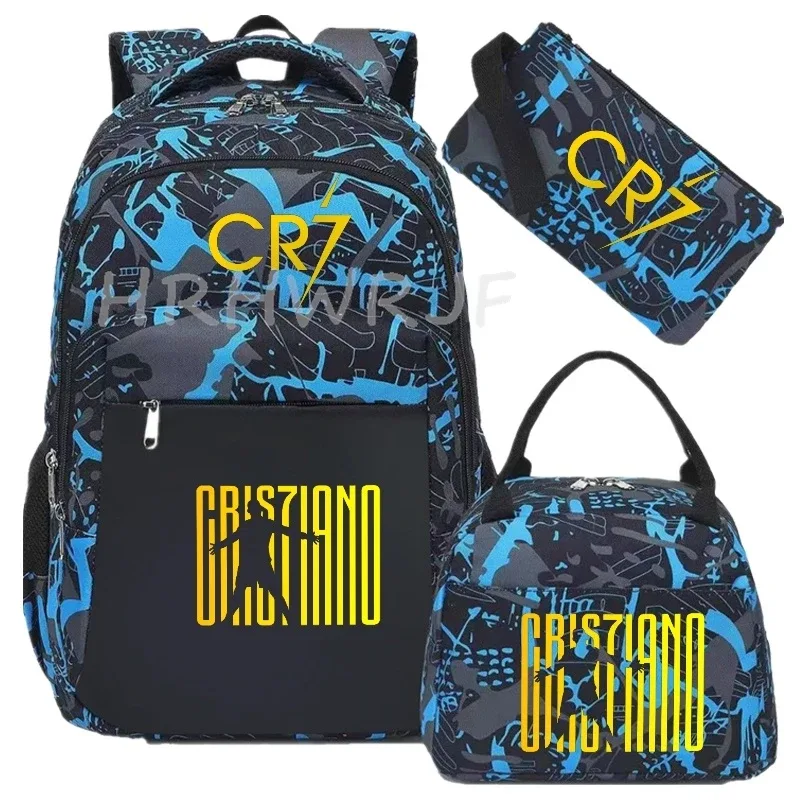 sacs à dos de sport cr7, 3 pièces, camouflage, double épaule, pour ordinateur portable, grande capacité, pour femmes et hommes, voyage, mochila pour usage occasionnel