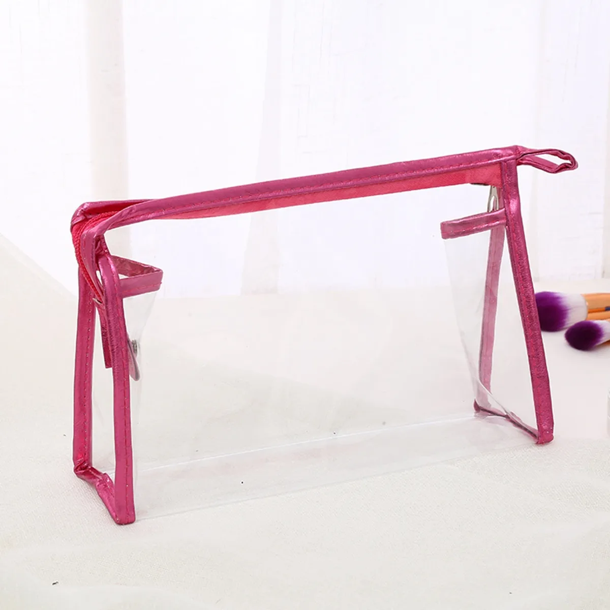 sac de maquillage à main transparent, 1 pièce, sac de rangement à la mode pour femmes, trousse de toilette de voyage, chignon officiel