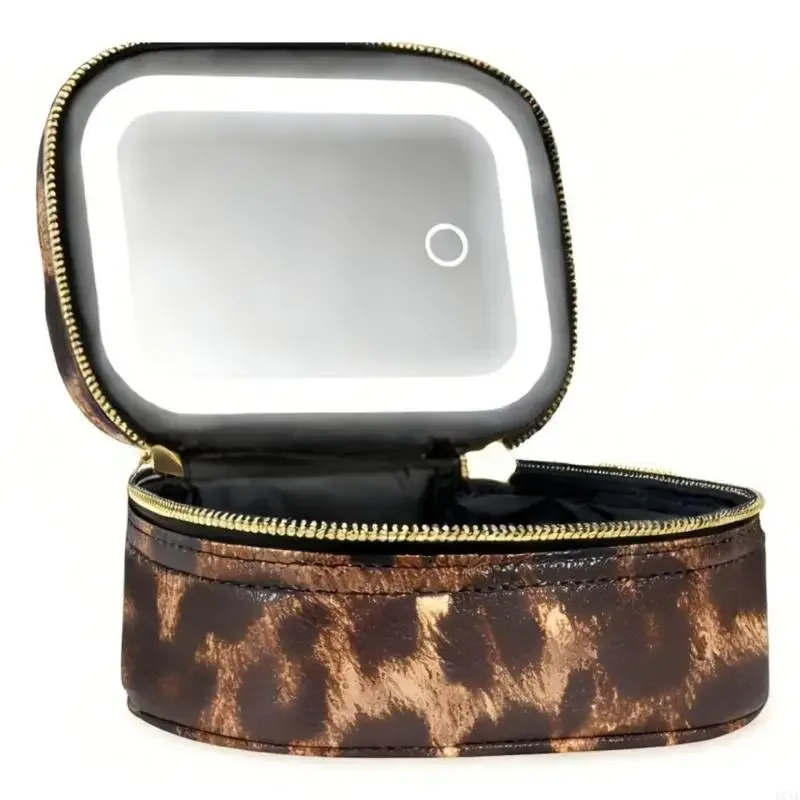 l74f mini trousse maquillage avec miroir led, 3 modes d'éclairage, petite trousse à cosmétiques rechargeable