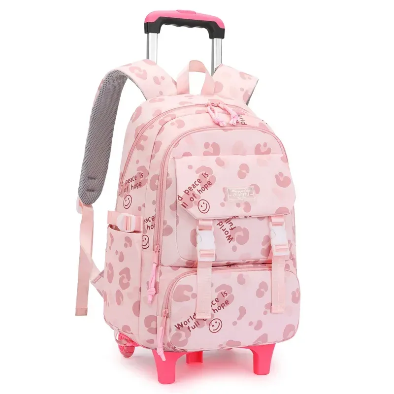 sacs d'école roulants pour filles sac à dos enfants sacs à dos d'école imperméables avec roues collège chariot bagages sac à dos