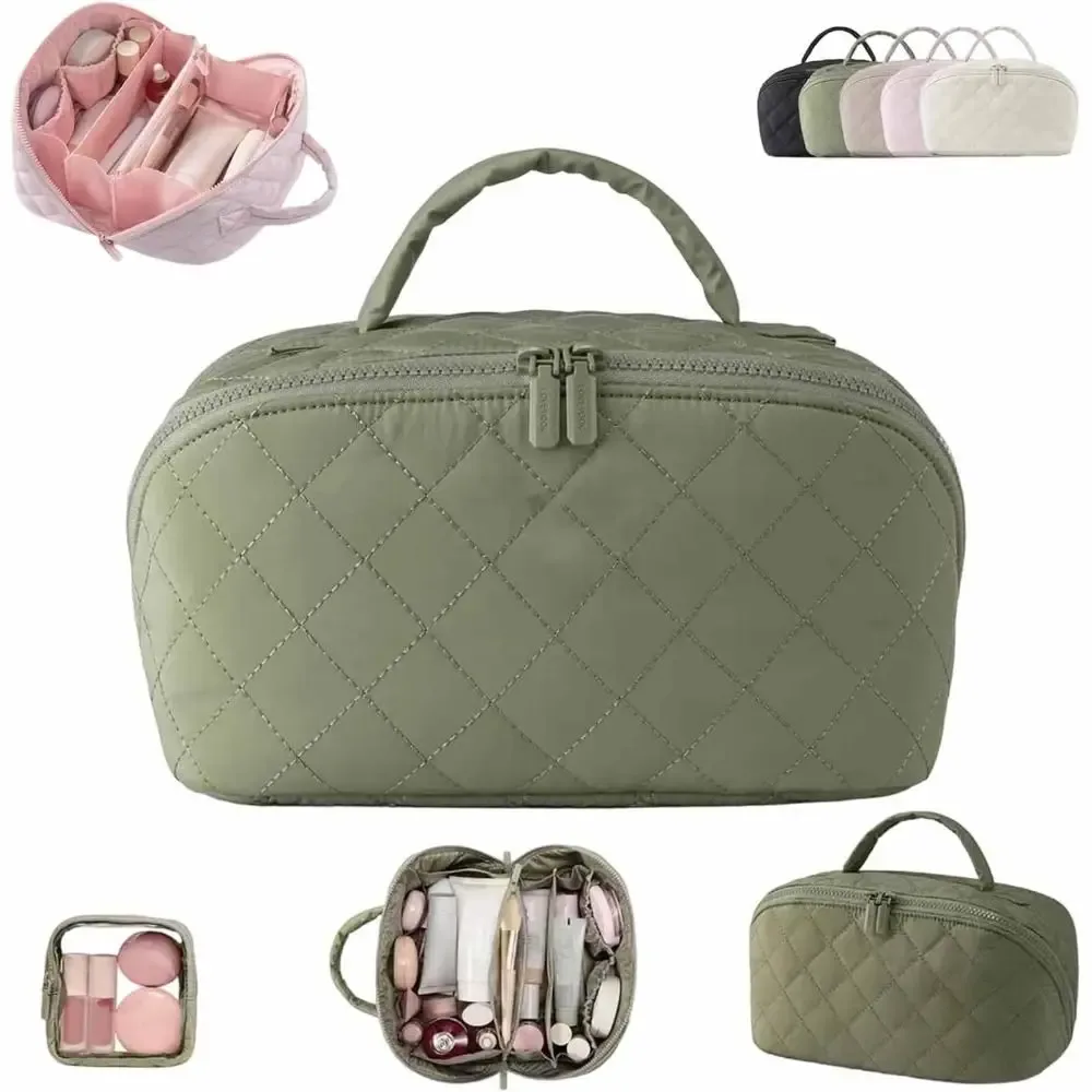 trousse de maquillage femme extra large, pliable et résistante à l'eau, pour cosmétiques et pinceaux