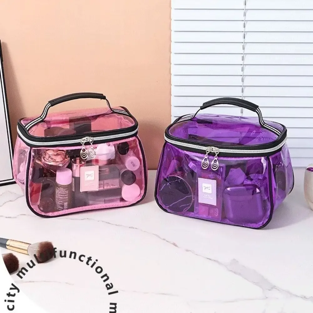 nouvelle trousse de toilette en pvc, grande capacité, imperméable, transparente, à main, pour organiser les articles de toilette, pour femmes