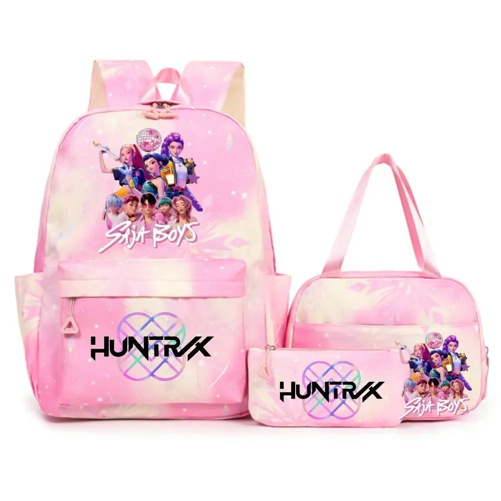 ensemble de sacs à dos imprimés kpop demon hunters avec sac à lunch et trousse à crayons, sac à dos d'extérieur léger et respirant de grande capacité