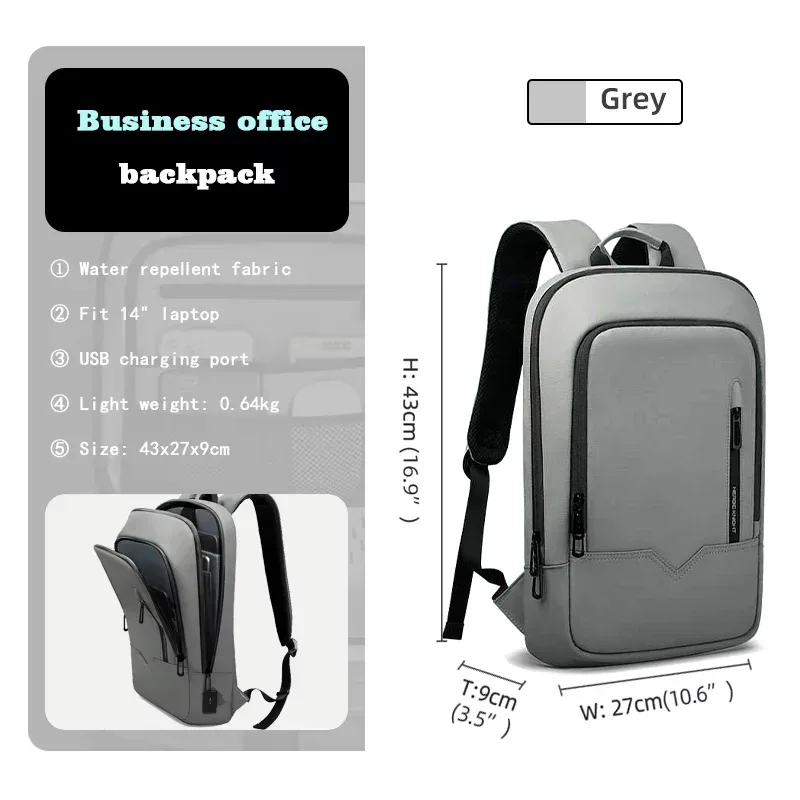 sac à dos heroic knight pour hommes, sac à dos d'affaires mince pour tablette, sac à dos de voyage léger pour ordinateur portable 14 "15.6" 17 pouces pour le travail et l'université