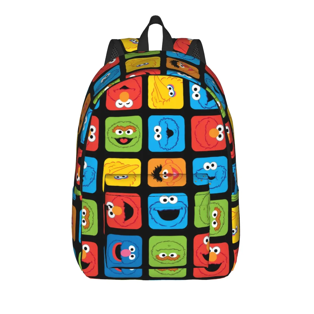 sac à dos décontracté sesames streets, durable, pour le lycée, la randonnée, les voyages, motif de faces cubiques, sac à dos de jour pour hommes et femmes, sacs en toile pour l'université