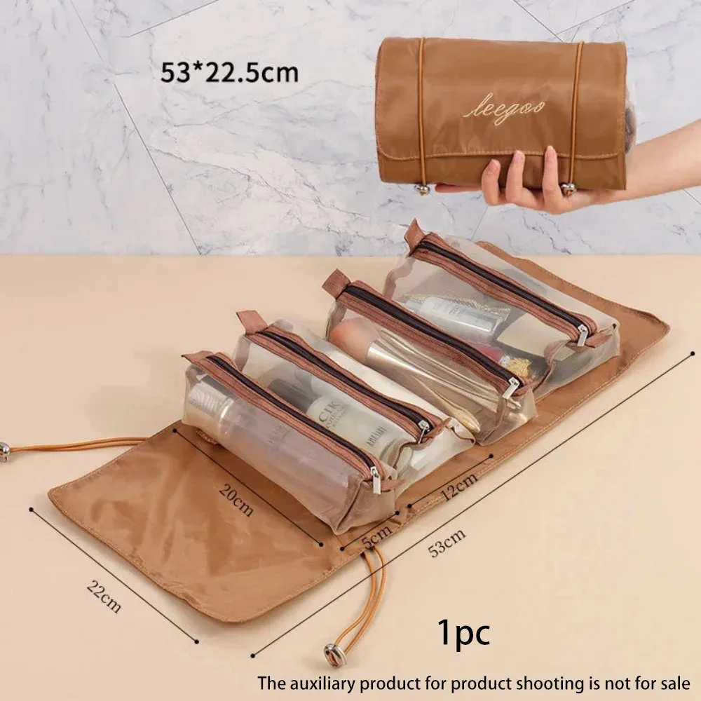 sac de maquillage fendu, trousse de toilette de voyage, trousse de maquillage de voyage, sac de rangement de voyage portable multifonctionnel
