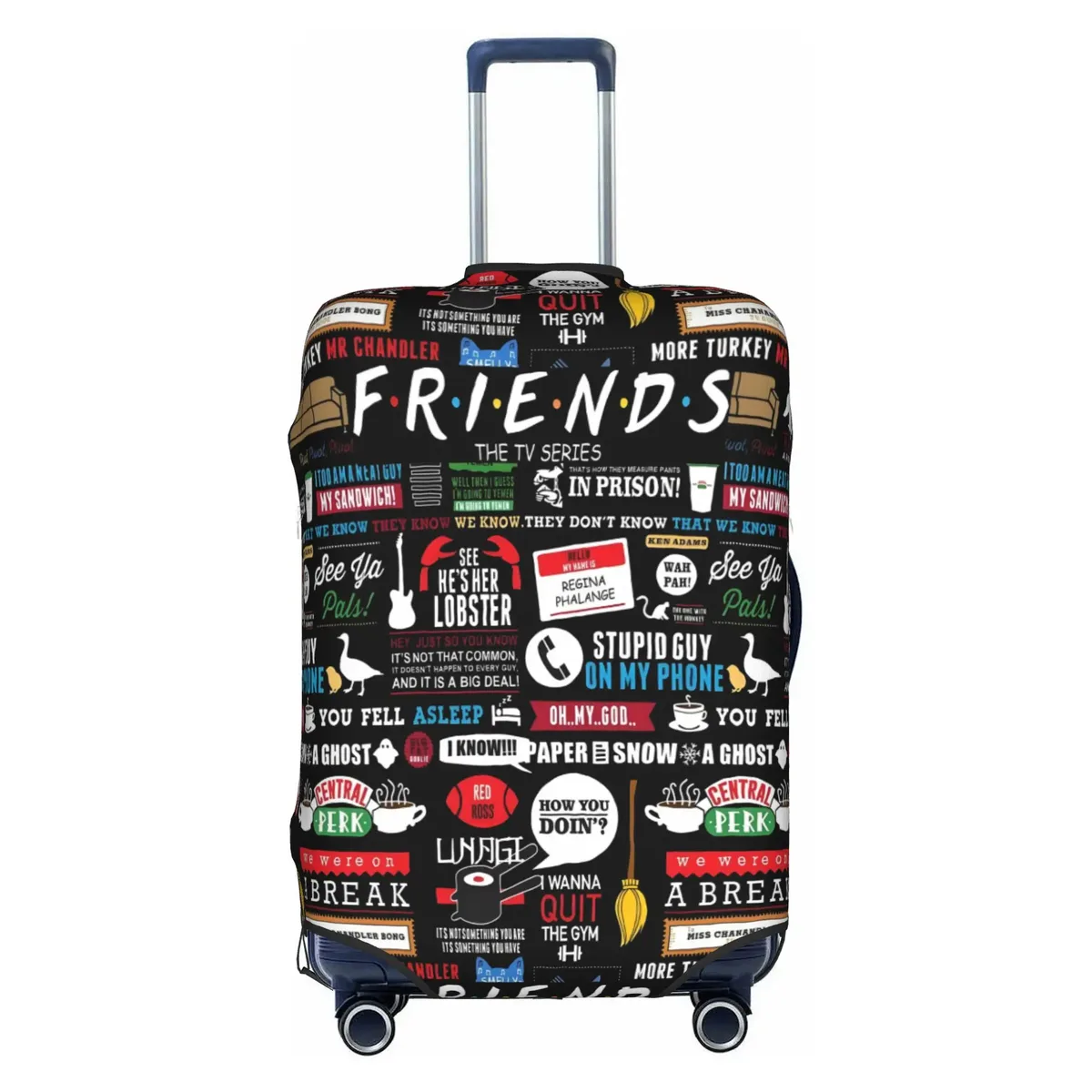 housse de protection pour bagages, motif personnalisé de la série télévisée friends, avec citation amusante, convient aux valises de 18 à 32 pouces