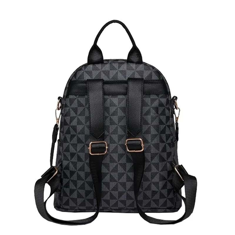 sac à dos imprimé en pu souple pour usage quotidien, rangement multi-couches, sac à la mode à sangle réglable pour femmes, idéal pour un style décontracté et urbain