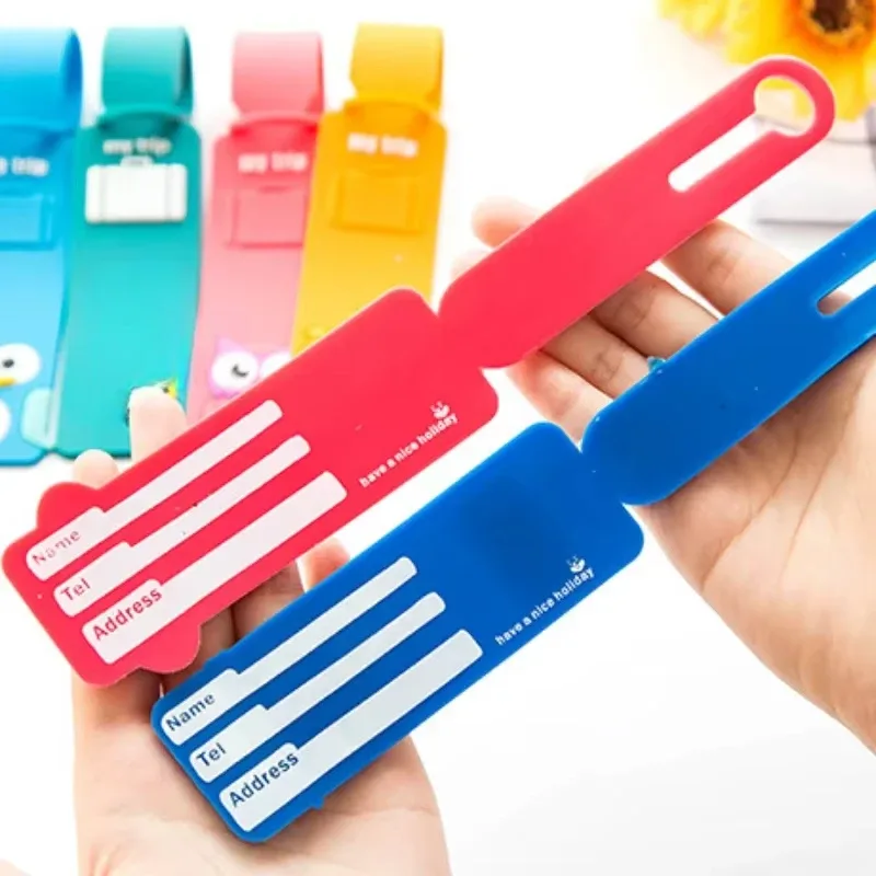 lot de 5 étiquettes de bagage en silicone adorables pour carte d'embarquement, accessoires de voyage tendance, étiquettes de bagage mignonnes pour le vol