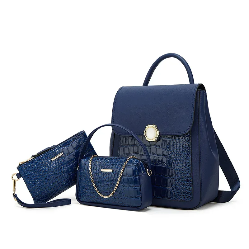 sac dos cuir synthétique motif crocodile couleur noir beige bleu marron rose voyage femme scolaire ultralight
