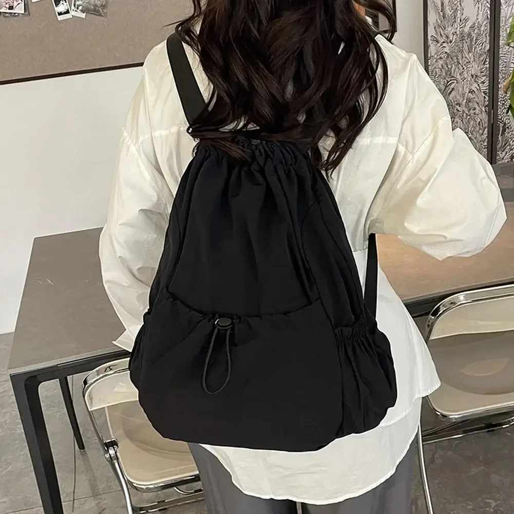 sac à dos léger à cordon de serrage, pliable, style coréen, grande capacité, sac à dos décontracté pour les déplacements en plein air, sac à bandoulière de voyage