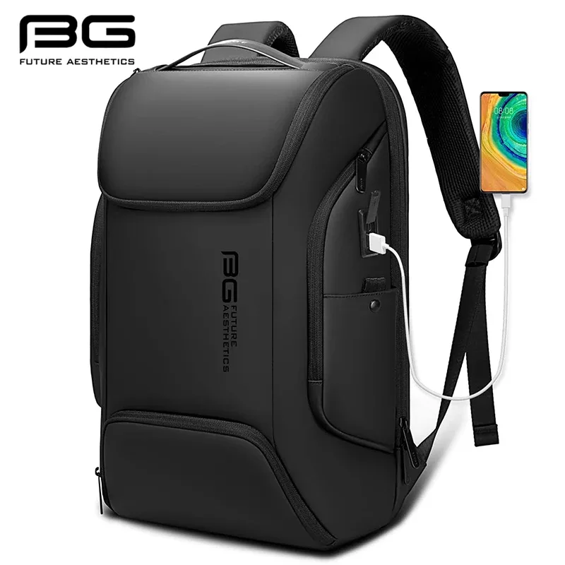 Sac Dos TPU Noir Compartiments Ordinateur Portable Accessoires Poignée USB Ceinture Air Décoration Lettres Style Décontracté